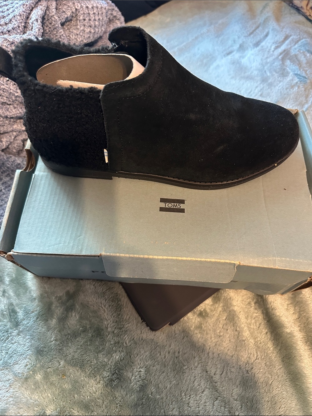 Toms Black Suede Slip-On Ankle Boot